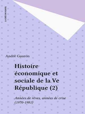 cover image of Histoire économique et sociale de la Ve République (2)